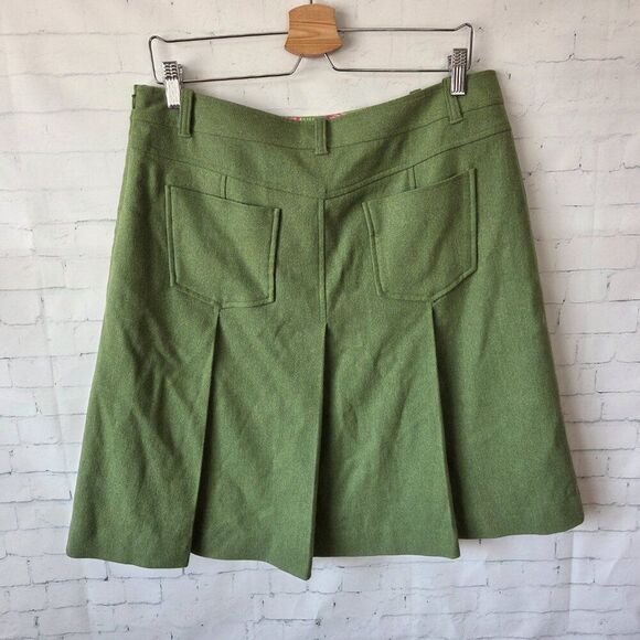 Lilly Pulitzer VTG Y2K Wool Blend Pleated Skirt Size 12 Green Preppy Academia - Picture 3 of 8